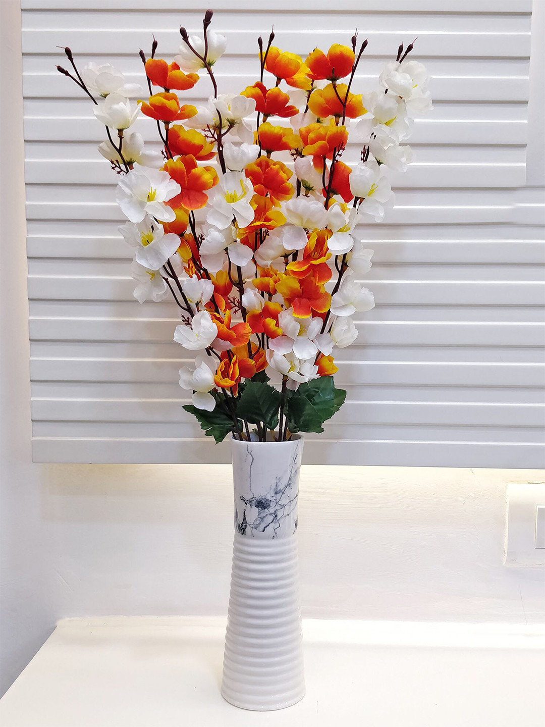 ARTSY White & Orange Artificial Flowers and Plants