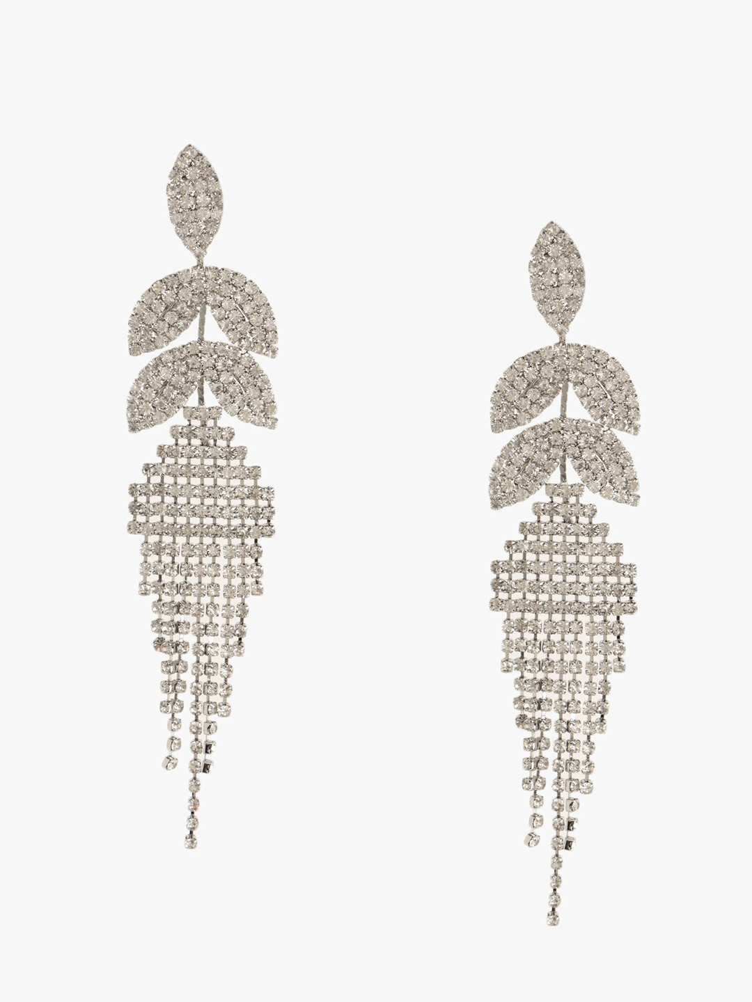 Kazo Silver-Plated Contemporary Rhinestone Drop Earrings