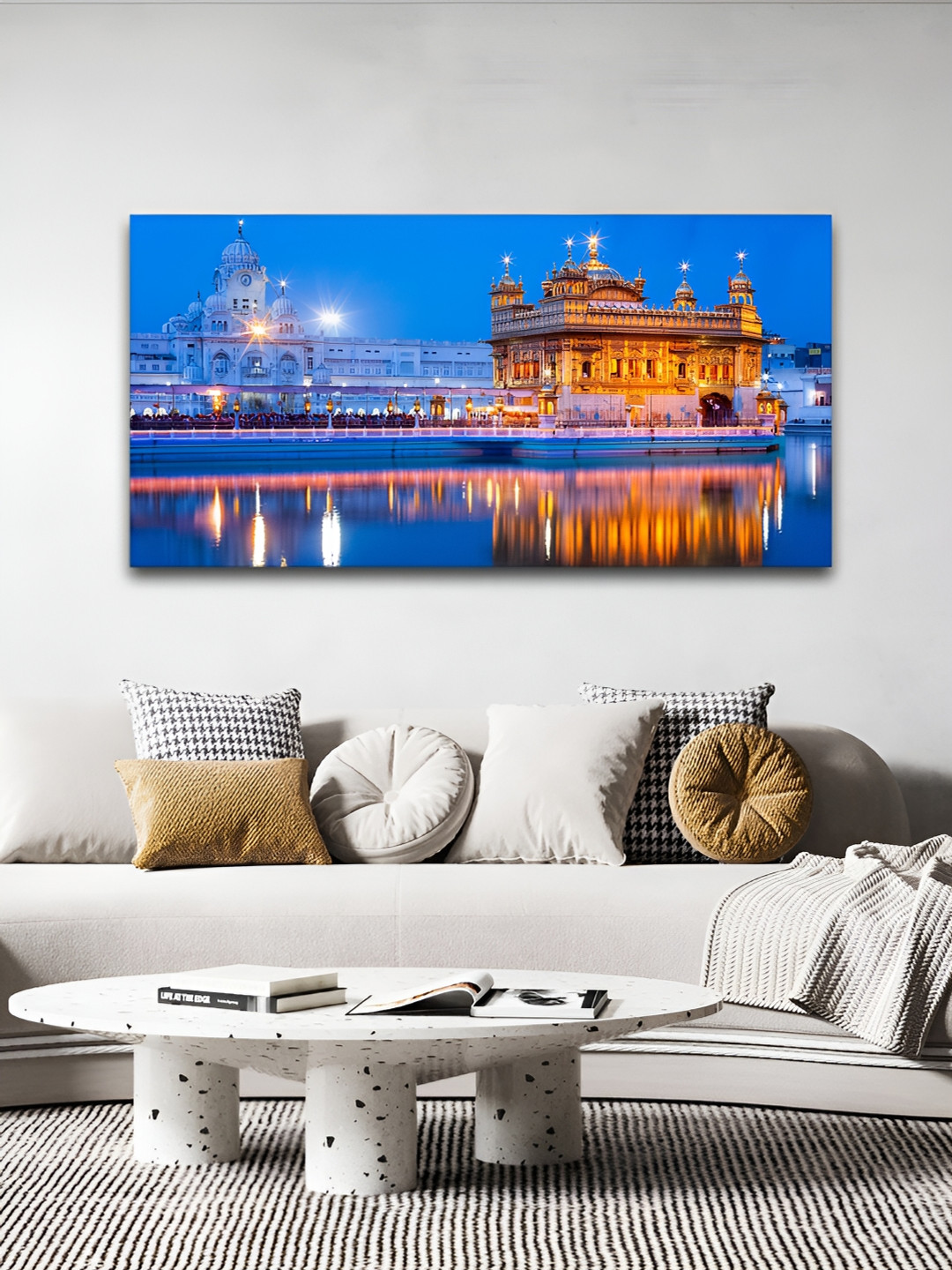 VibeCrafts Blue Canvas Wall Living Room Rectangle Paintings Wall Art -24.02 x 0.48In