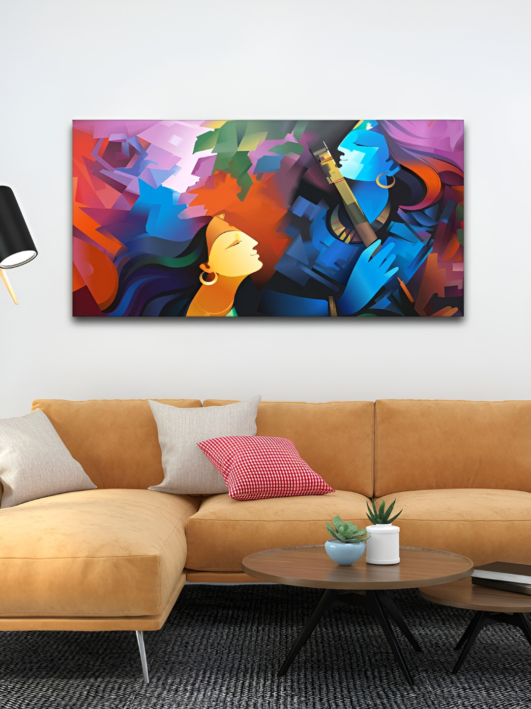 VibeCrafts Blue & Red Canvas Painting Wall Art