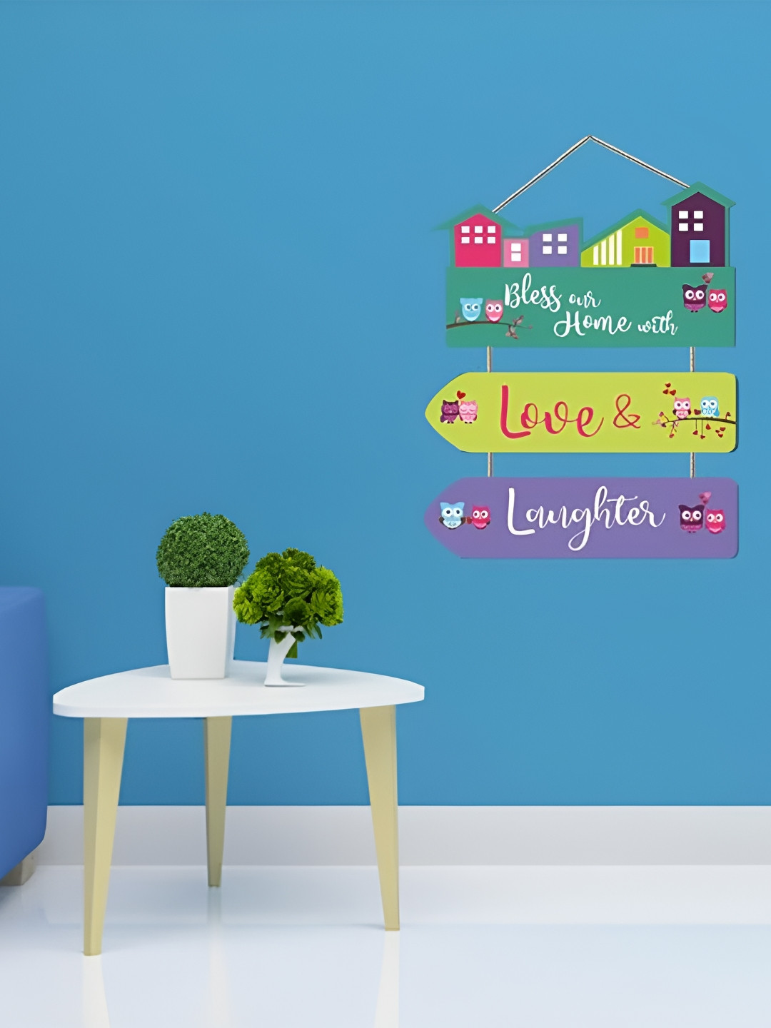 Kaameri Bazaar Bless Our Home Quote Decorative Wood Matte Hanging Hall Wall Hangings-16In