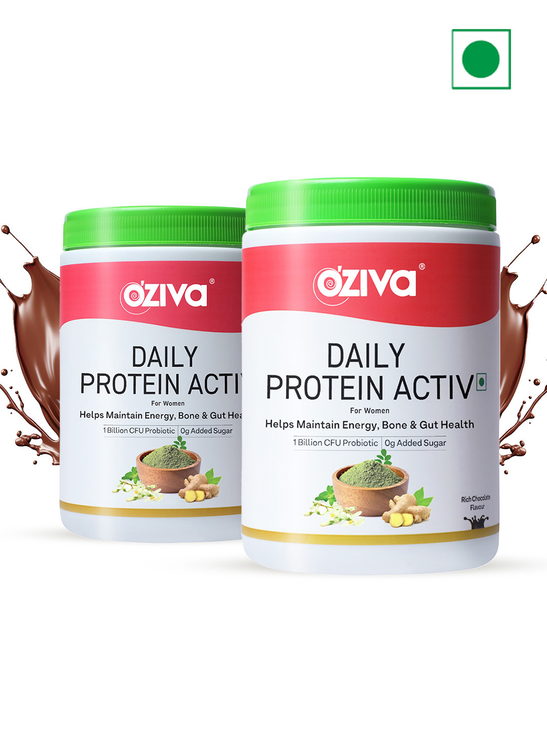 OZiva 2-Pcs Daily Protein Activ 300g Each - Chocolate
