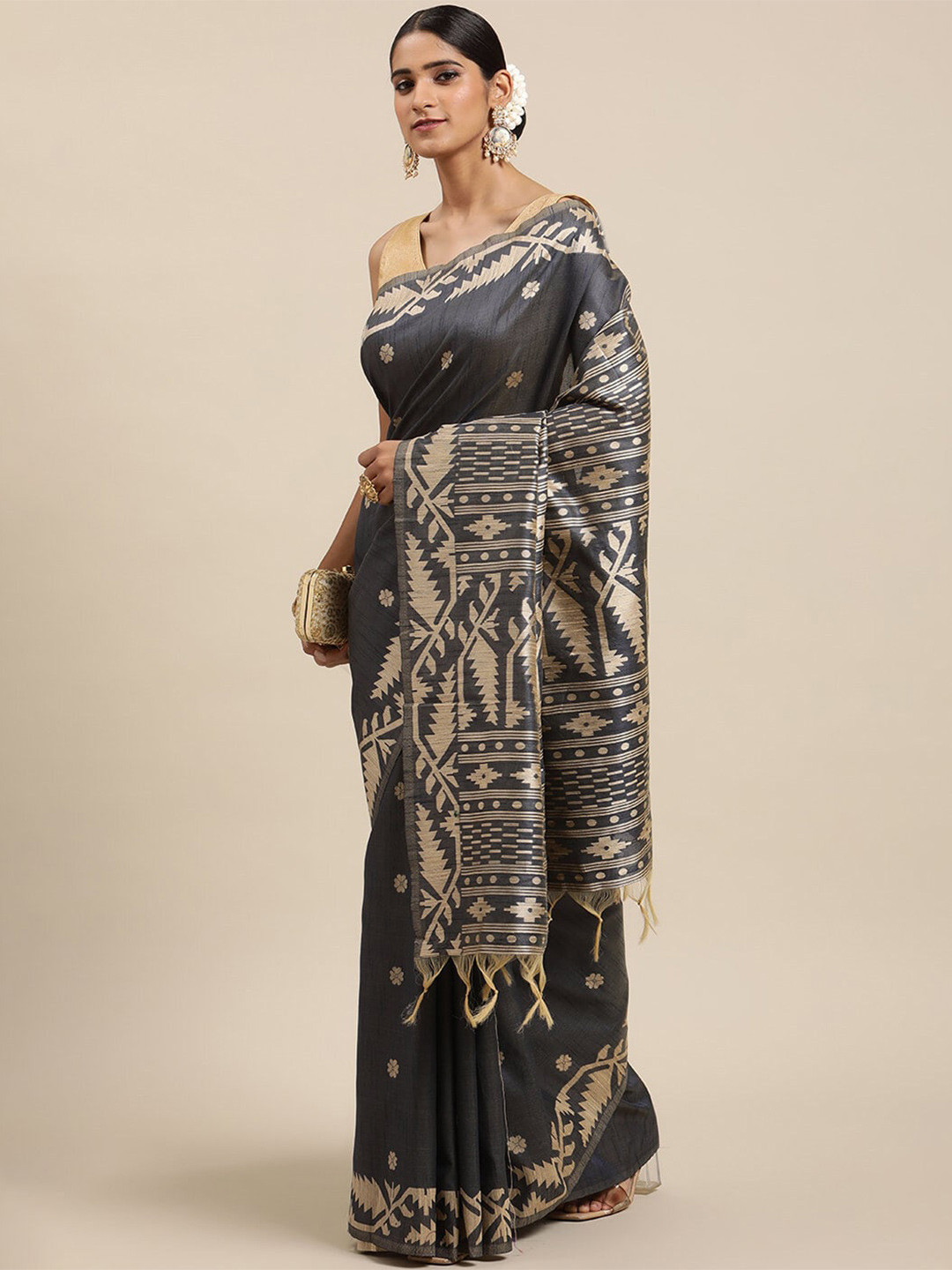 NK Textiles Silk Blend Bhagalpuri Saree