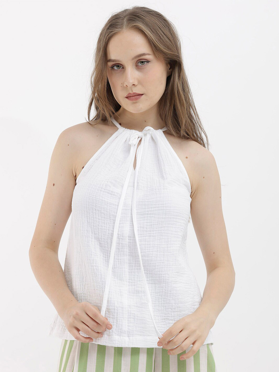 RAREISM Cotton Styled Back Shoulder Straps Top