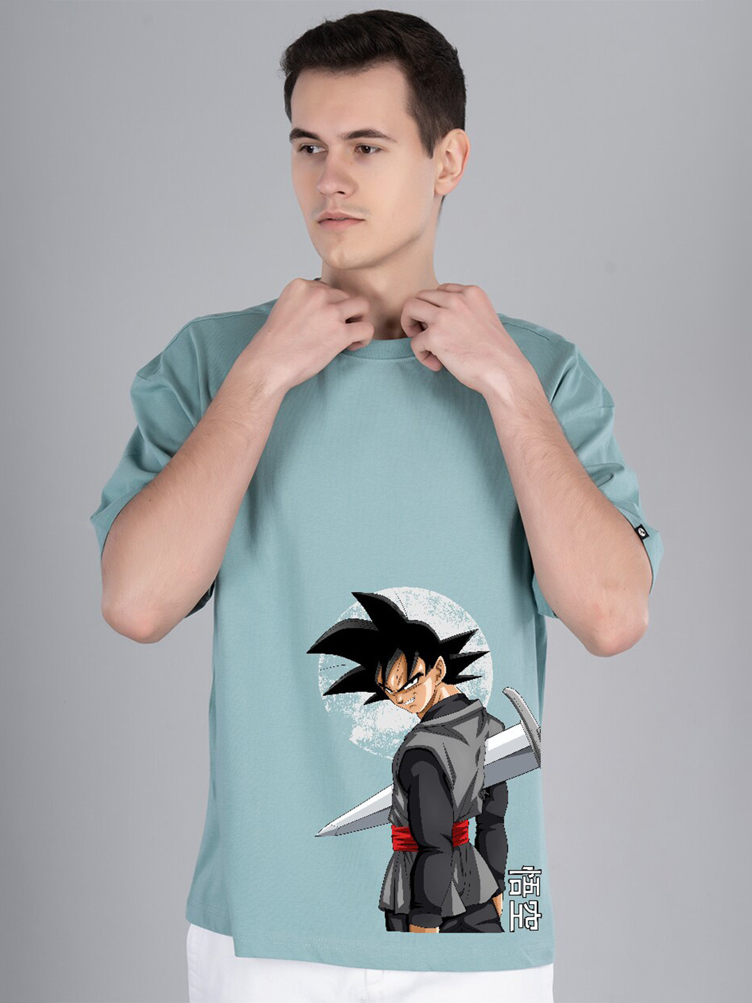 PRONK Goku Graphic Anime Printed Oversized Fit Cotton T-shirt