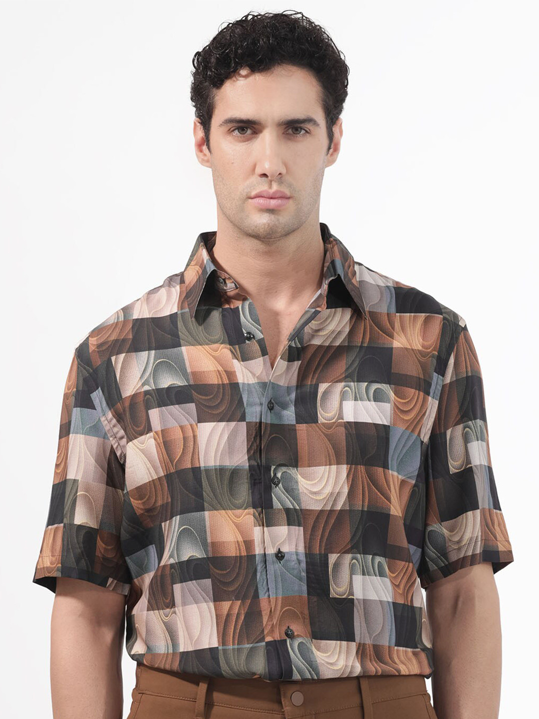 RARE RABBIT Men Waven Slim Fit Opaque Checked Shirt