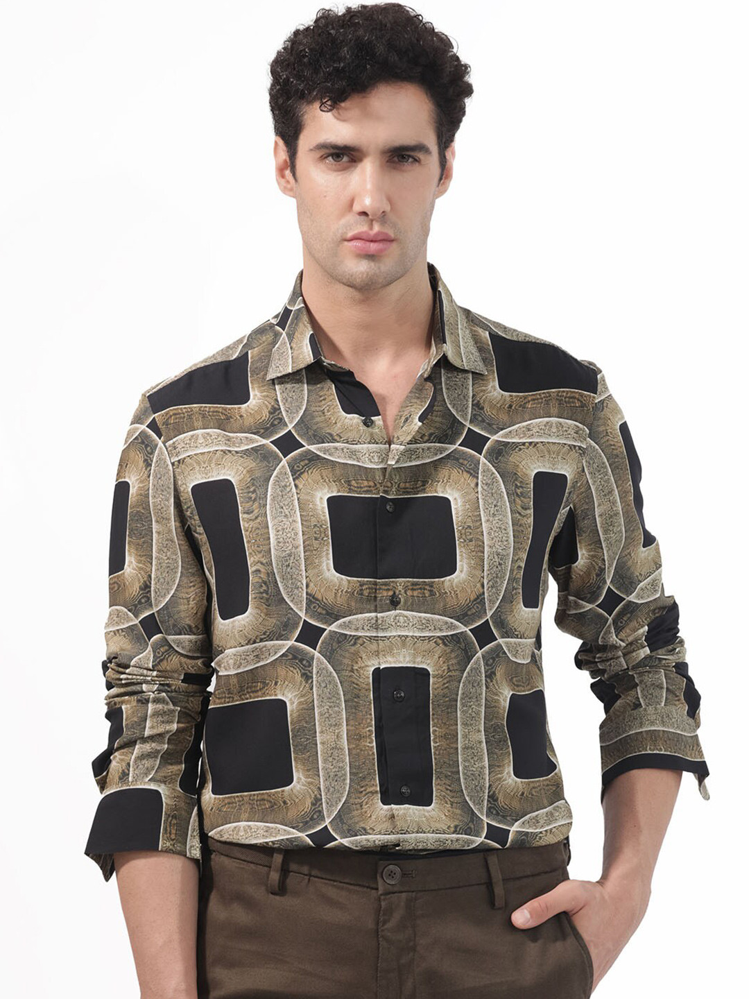 RARE RABBIT Men Mecro Slim Fit Opaque Printed Shirt