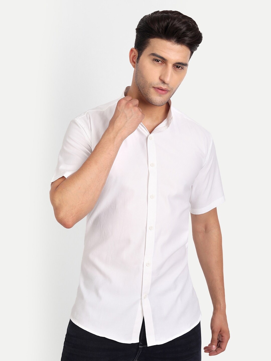 Vida Loca India Slim Fit Mandarin Collar Cotton Opaque Casual Shirt