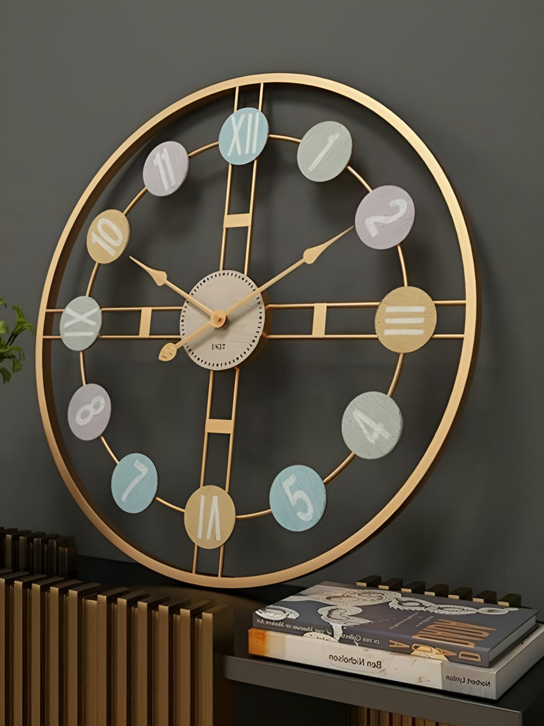 Writings On The Wall Gold Toned Contemporary Wall Clock