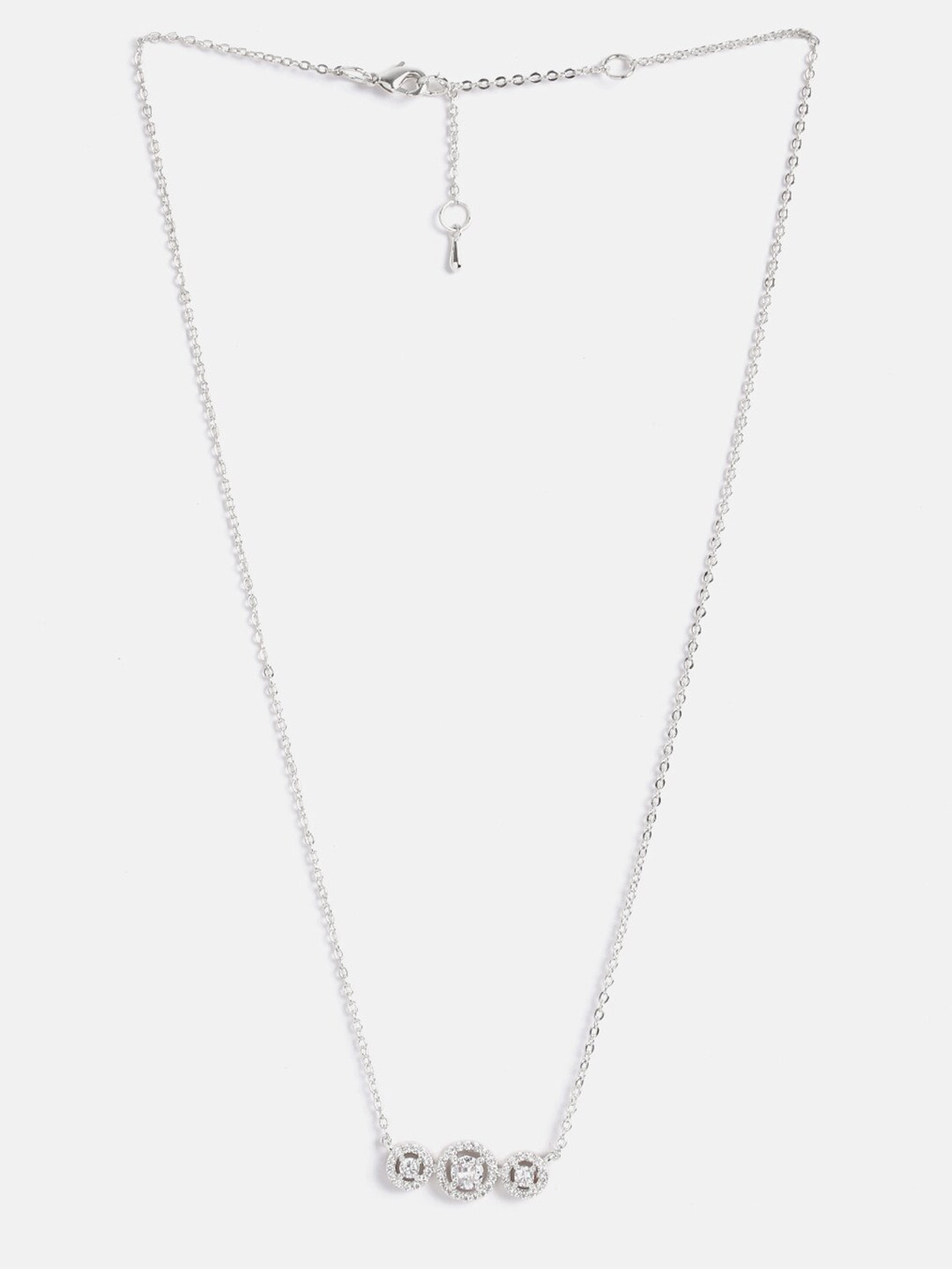 MINUTIAE Brass Silver-Plated American Diamond Necklace