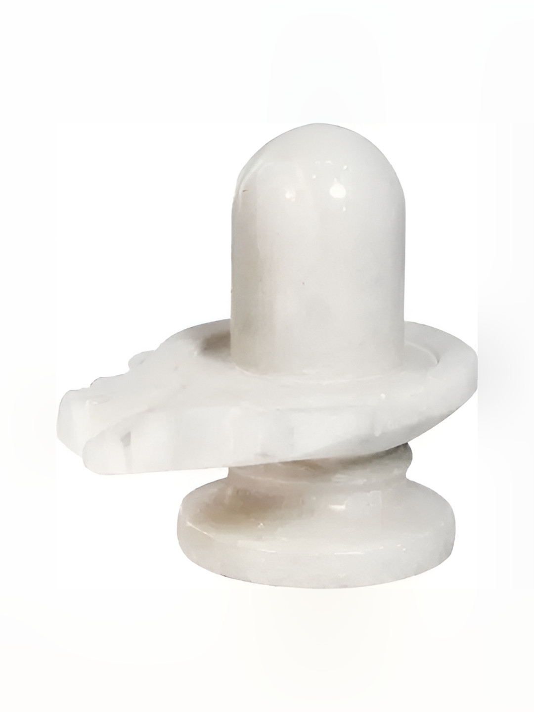 Navyaksh Shiva Lingam White Marble Natural Prayer Room Small Showpiece - 3.1 Inches