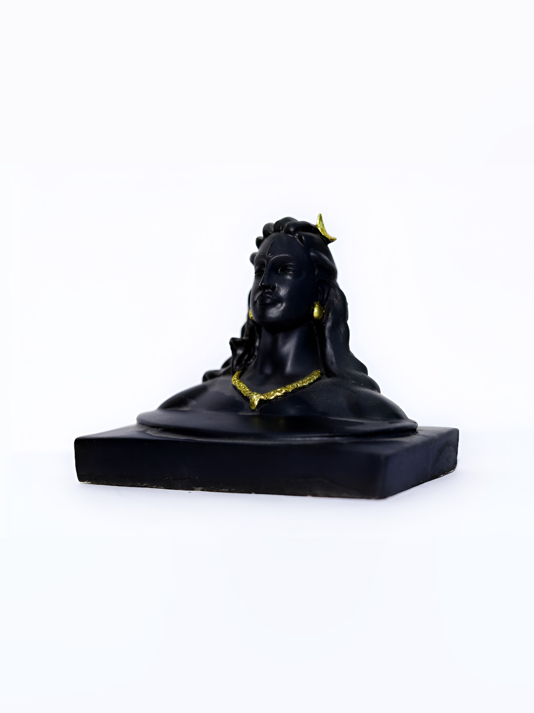 Navyaksh Aadi Yogi Mahakal Black Marble Matte Prayer Room Hand-Crafted Small Showpiece - 3.9 Inches