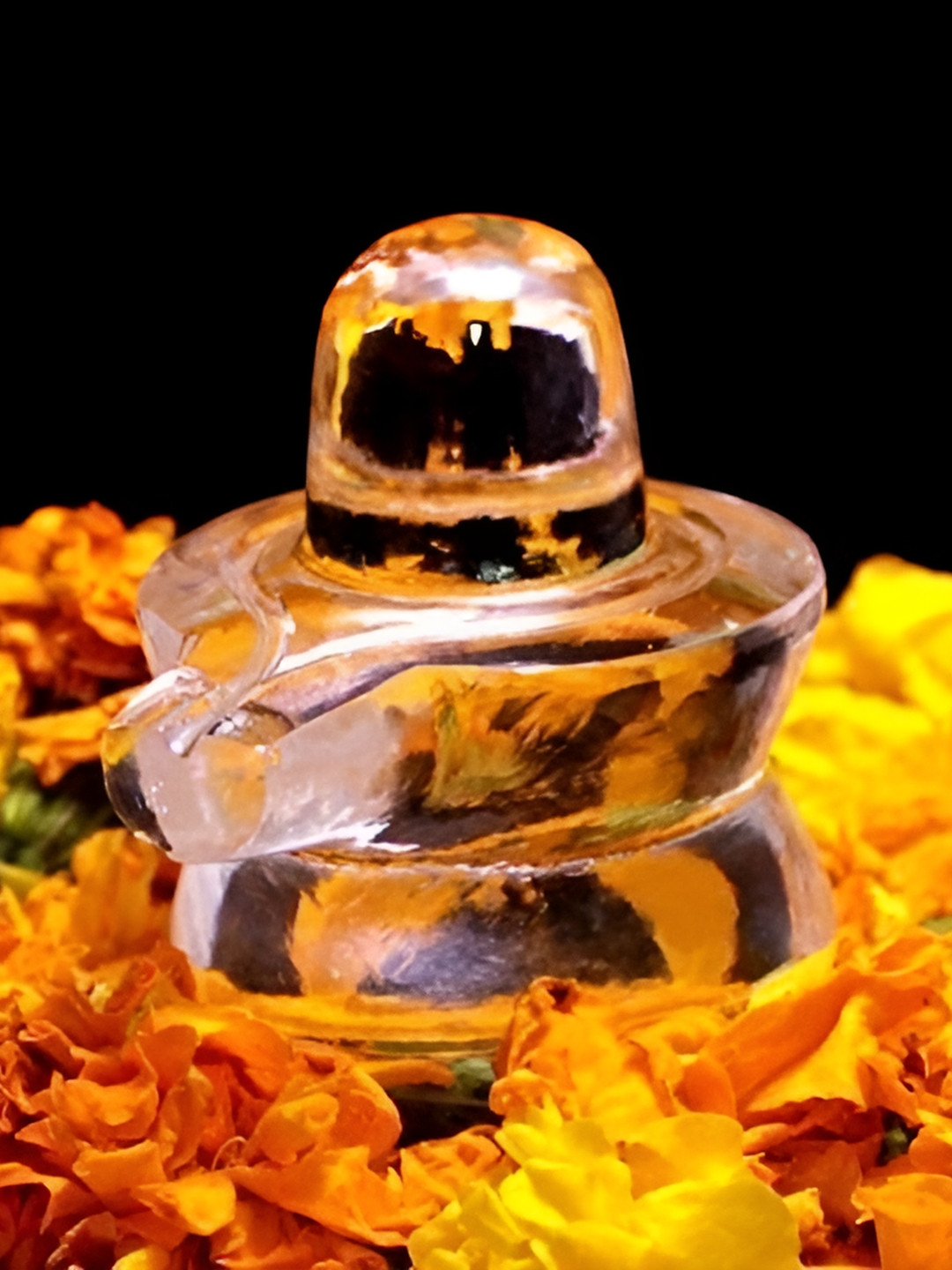 Navyaksh Shivling God Shiva Lingam Transparent Crystal Glossy Prayer Room Small Showpiece - 3.1 Inches