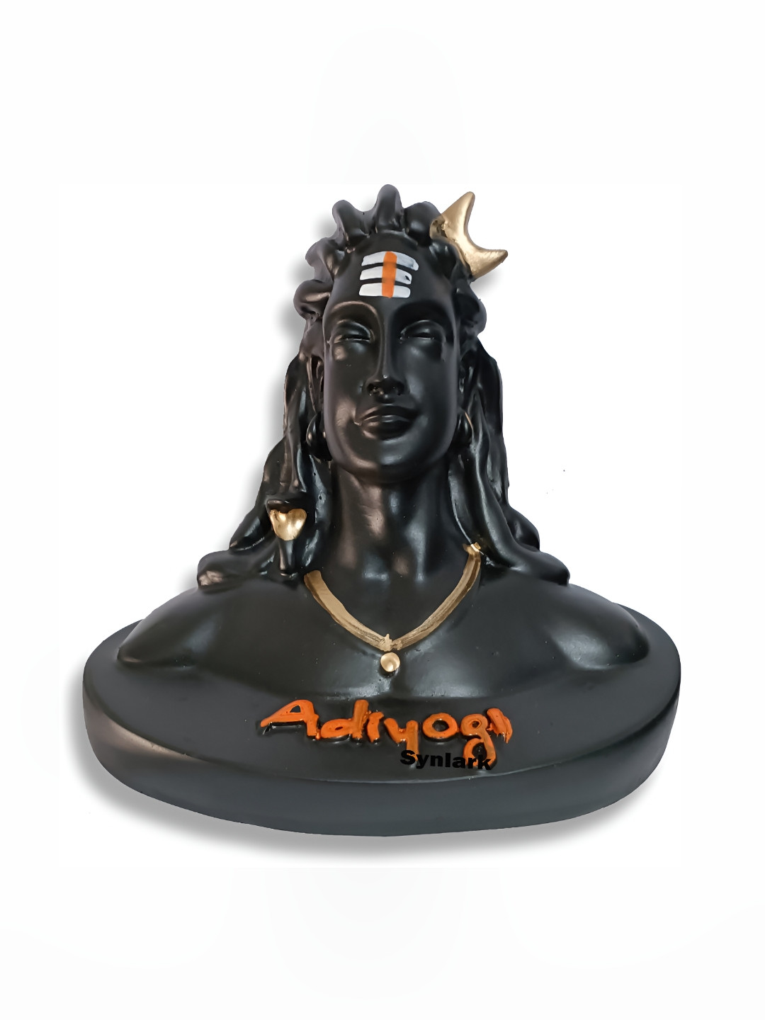 Navyaksh Lord Shiva with Ganesha in Dhyan Mudra Black Polyresin Glossy Living Room Small Showpiece - 5.1 Inches