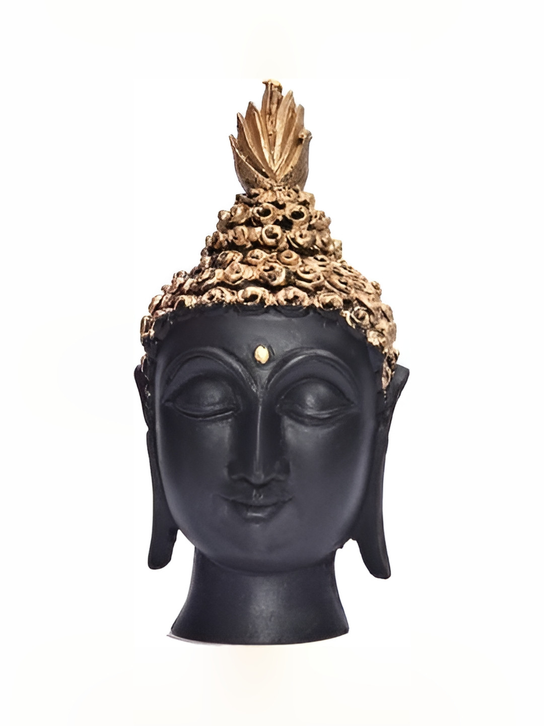 Navyaksh Buddha Head Black Polyresin Natural Home Office Small Showpiece - 4.3 Inches