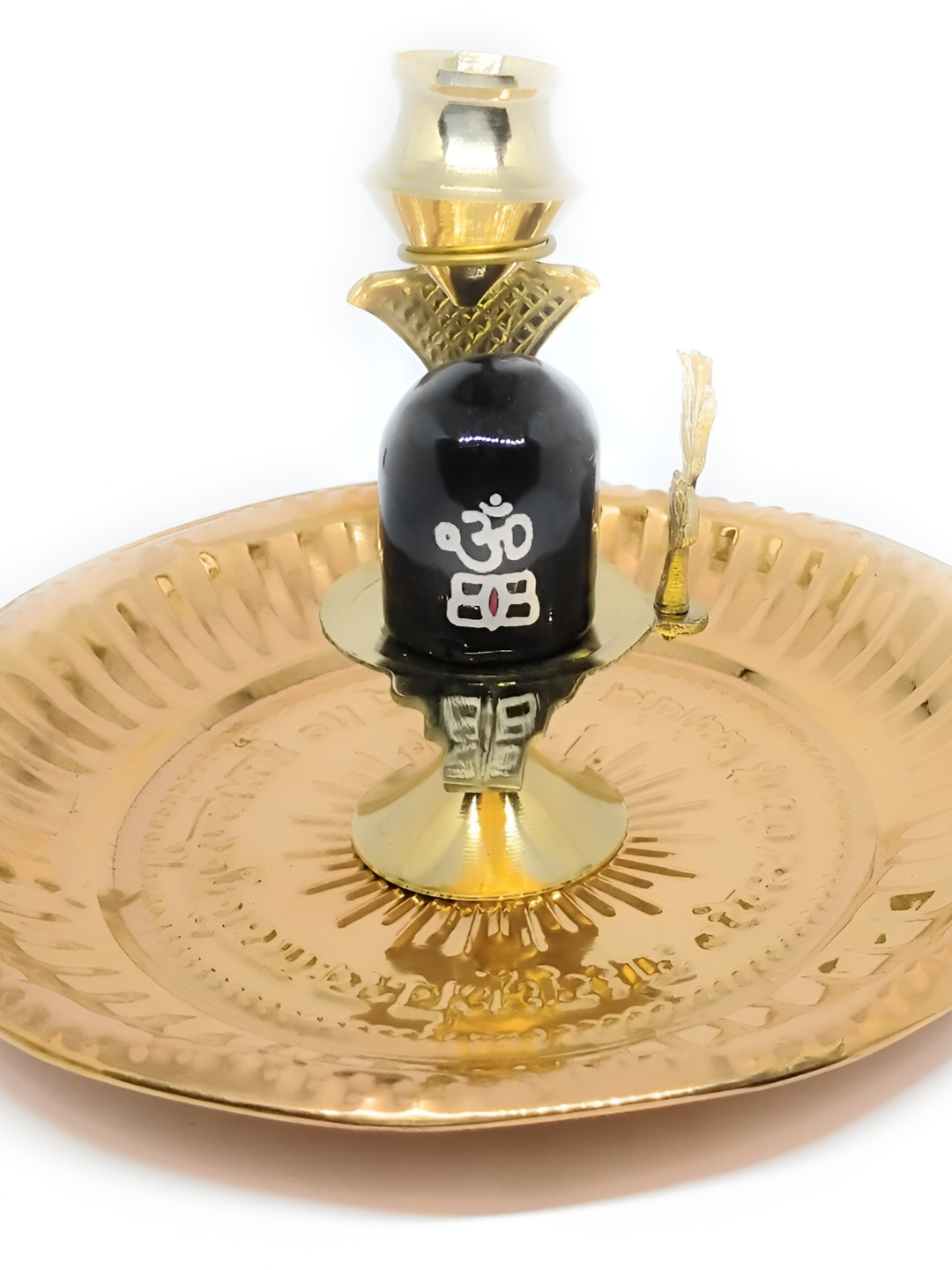 Navyaksh Shivling with Lota Black Brass Metallic Prayer Room Set of 4 Small Showpieces - 1 Inches