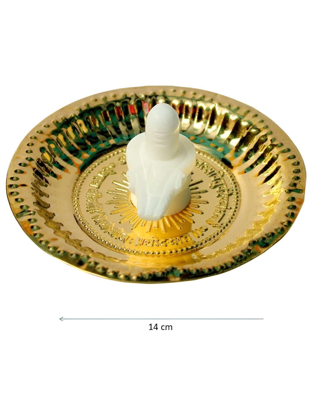 Navyaksh Shivling with Plate White Brass Metallic Prayer Room Set of 2 Small Showpieces - 2 Inches