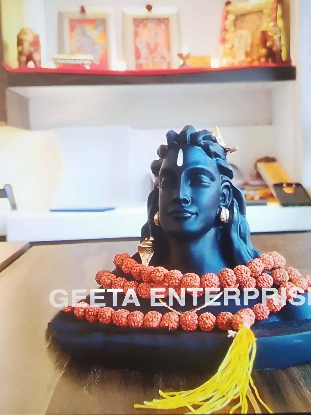 Navyaksh Lord Shiva in Dhyana Mudra Black Polyresin Matte Prayer Room Set of 2 Small Showpieces - 3.1 Inches