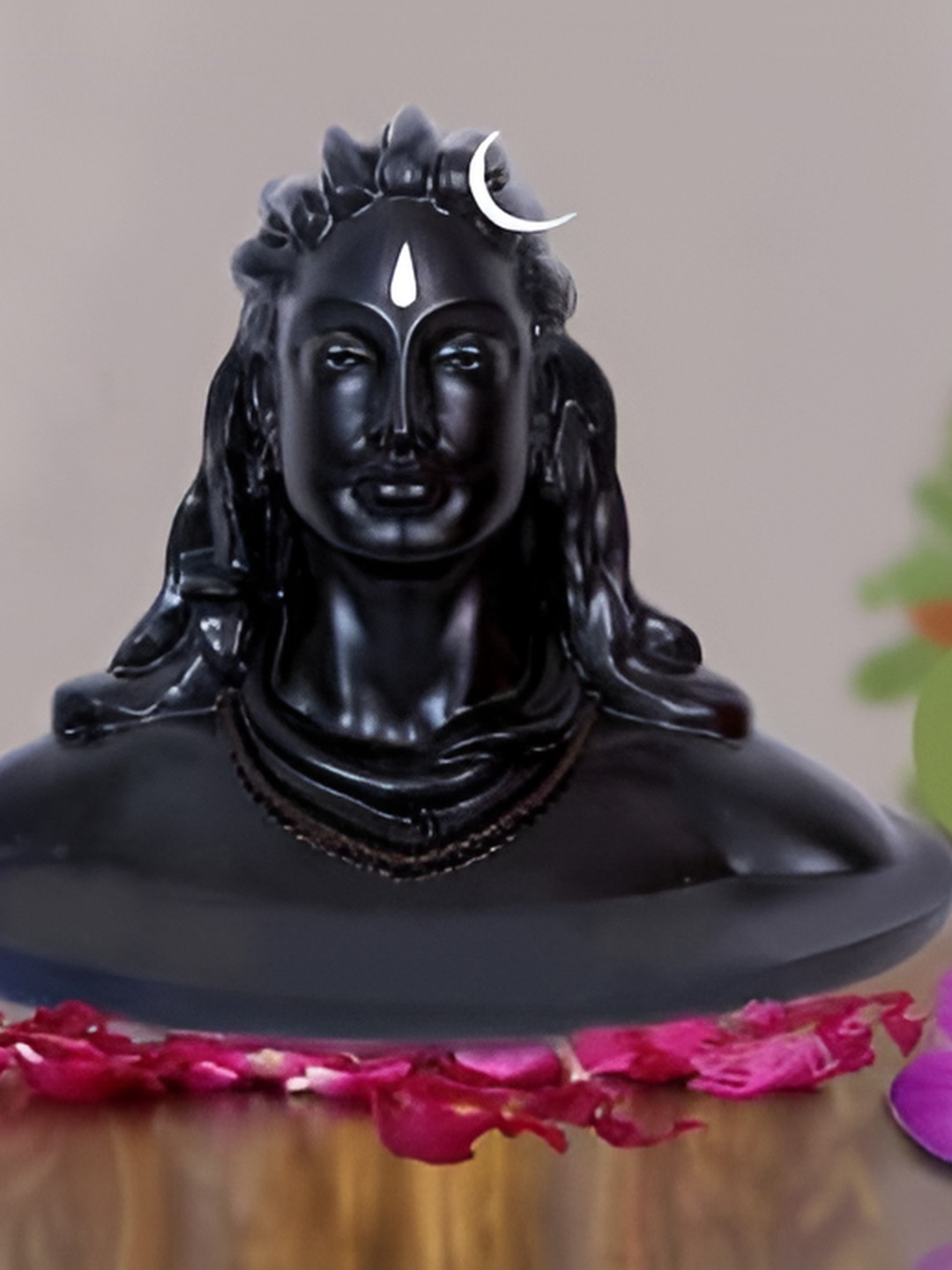 Navyaksh Adiyogi God Black Metal Metallic Prayer Room Small Showpiece - 3.1 Inches