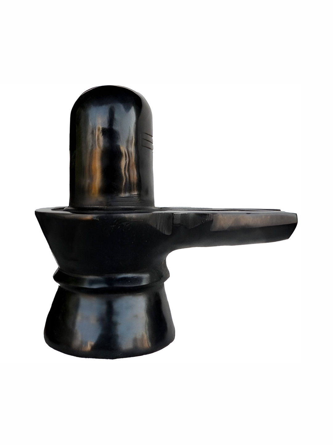 Navyaksh Shiva Lingam Black Marble Glossy Prayer Room Hand-Crafted Small Showpiece - 3.1 Inches