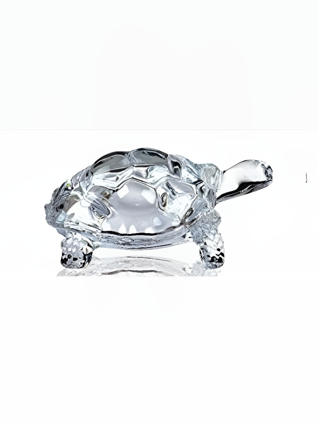 Navyaksh Tortoise with Plate Transparent Glass Glossy Living Room Set of 2 Small Showpieces - 3.1 Inches