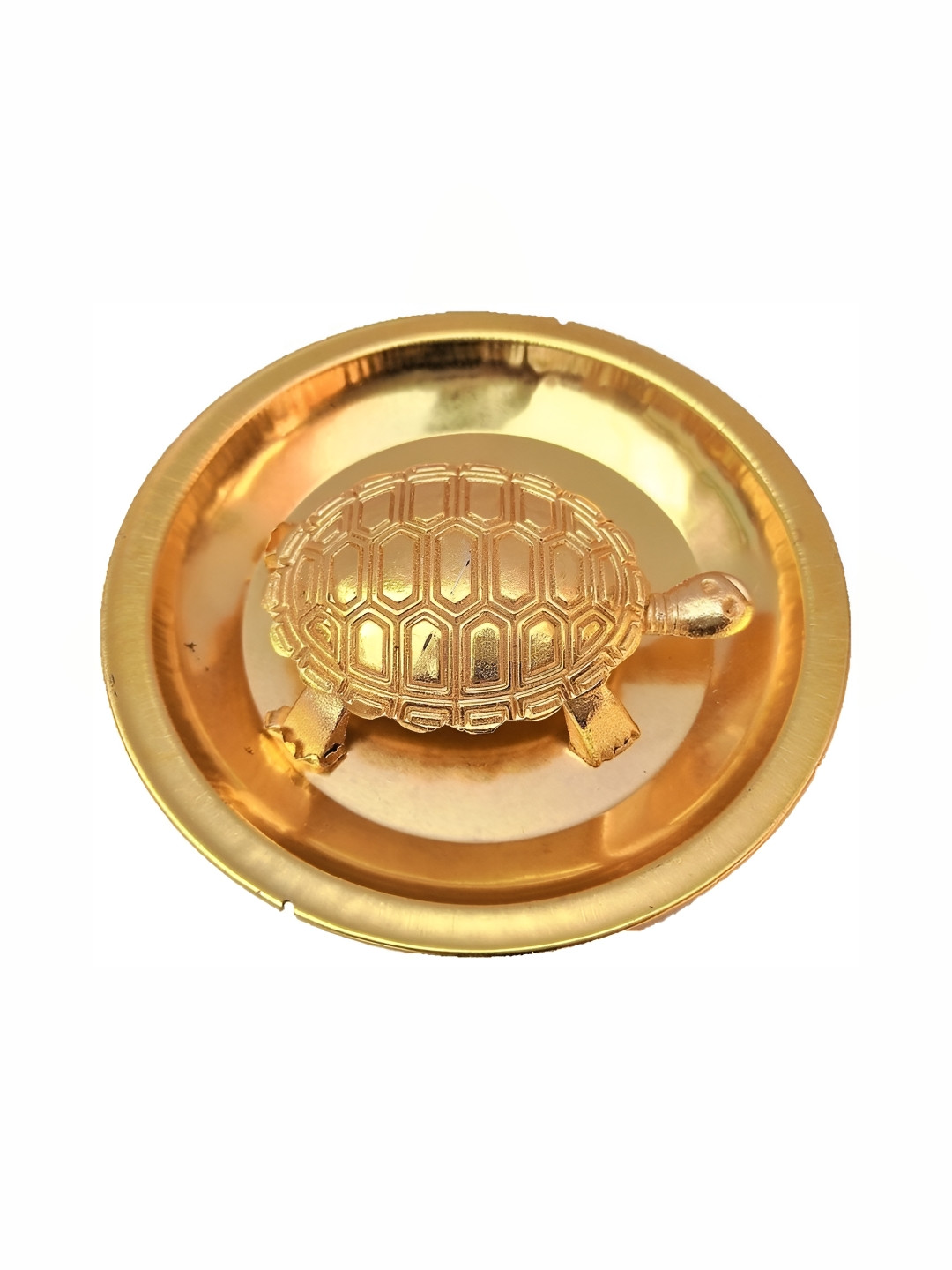 Navyaksh Fengshui Tortoise Gold Brass Metallic Prayer Room Set of 2 Medium Showpieces - 3.1 Inches