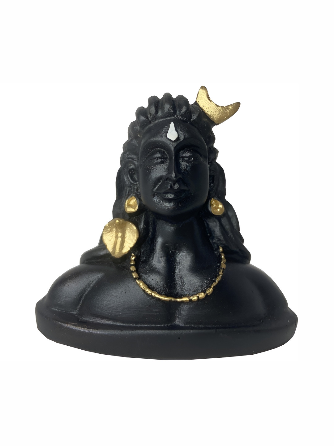 Navyaksh Adiyogi Black Polyresin Matte Home Office Small Showpiece - 2.4 Inches