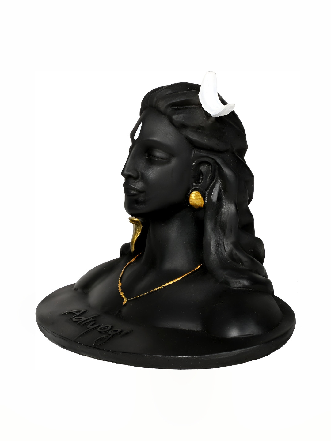 Navyaksh Lord Shiva in Dhyana Mudra Black Marble Glossy Prayer Room Small Showpiece - 3.1 Inches