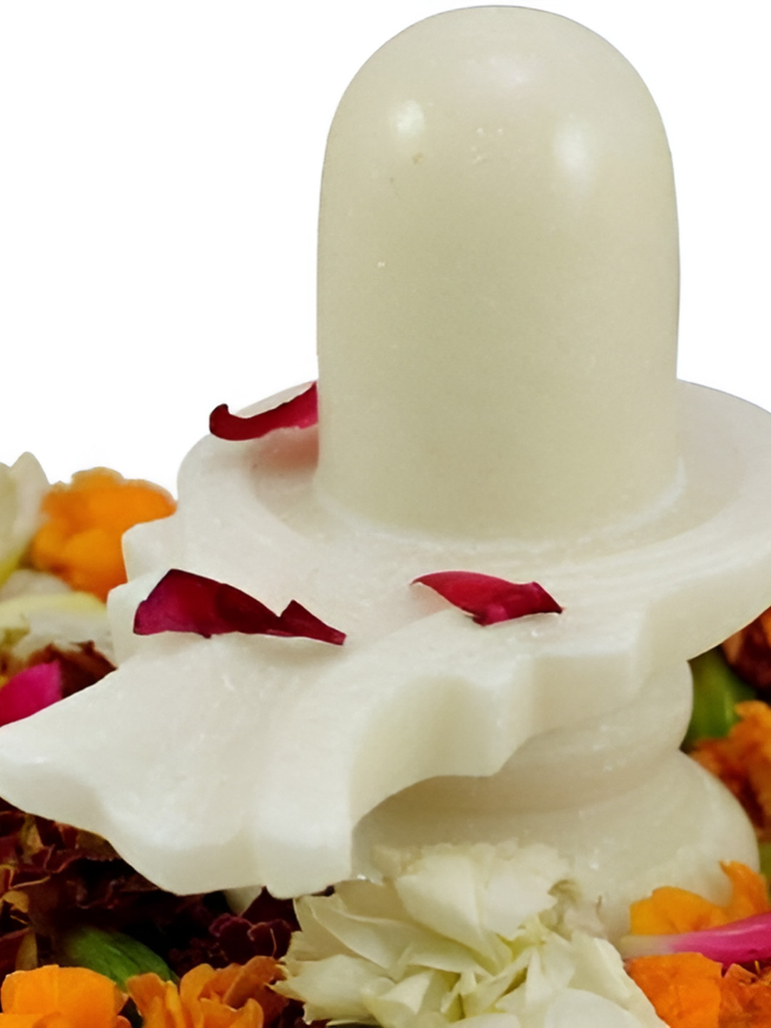 Navyaksh Shivling White Marble Glossy Prayer Room Small Showpiece - 2.4 Inches