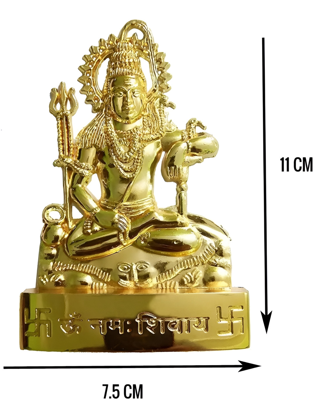 Navyaksh Lord Shiv Ji Gold Metal Metallic Prayer Room Tiny Showpiece - 4.3 Inches
