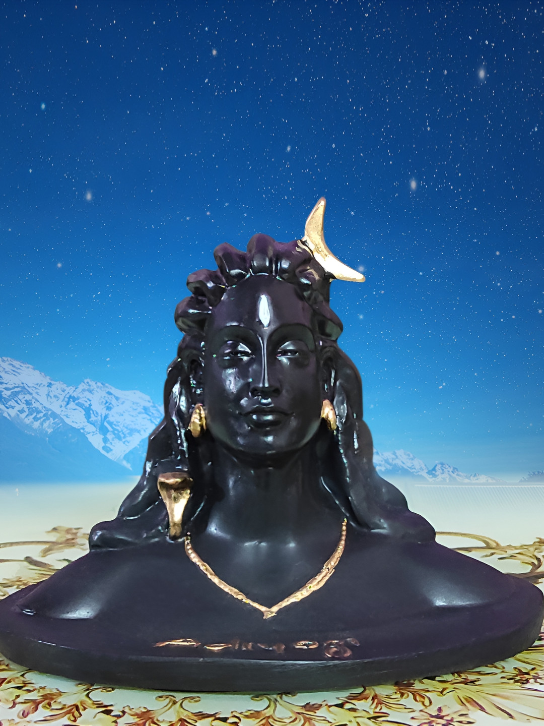 Navyaksh Shiva Shankar Black Polyresin Natural Prayer Room Small Showpiece - 3.1 Inches