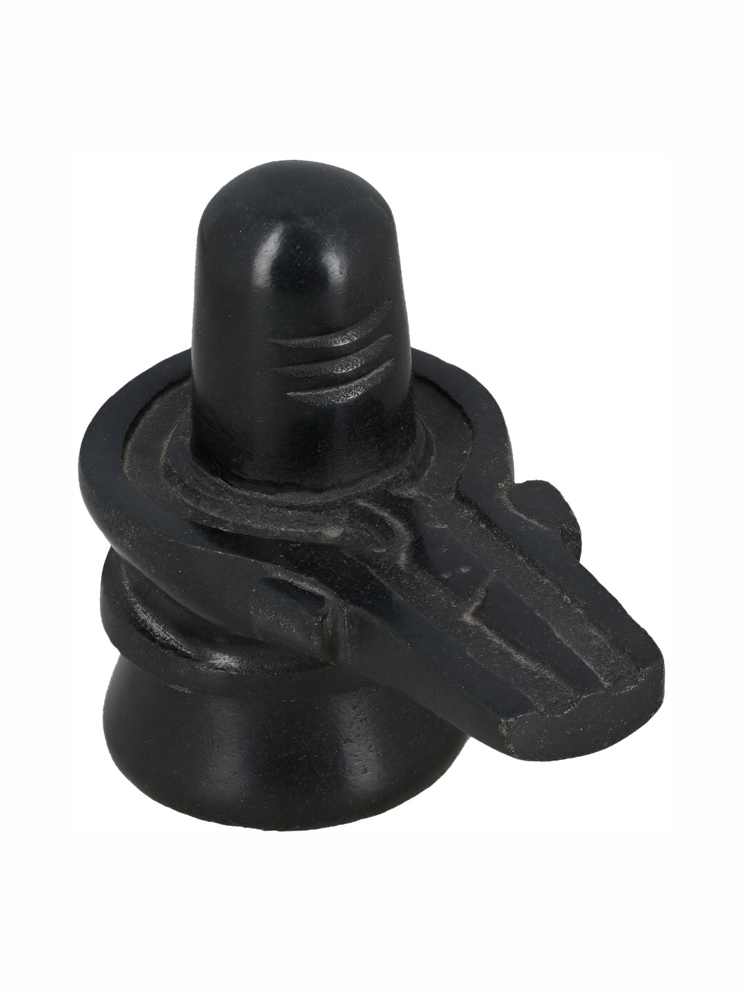 Navyaksh Shaligram Black Marble Glossy Living Room Tiny Showpiece - 3.1 Inches