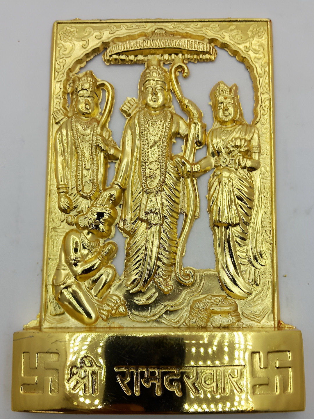 Navyaksh Ram Darbar Gold Brass Metallic Prayer Room Small Showpiece - 4 Inches