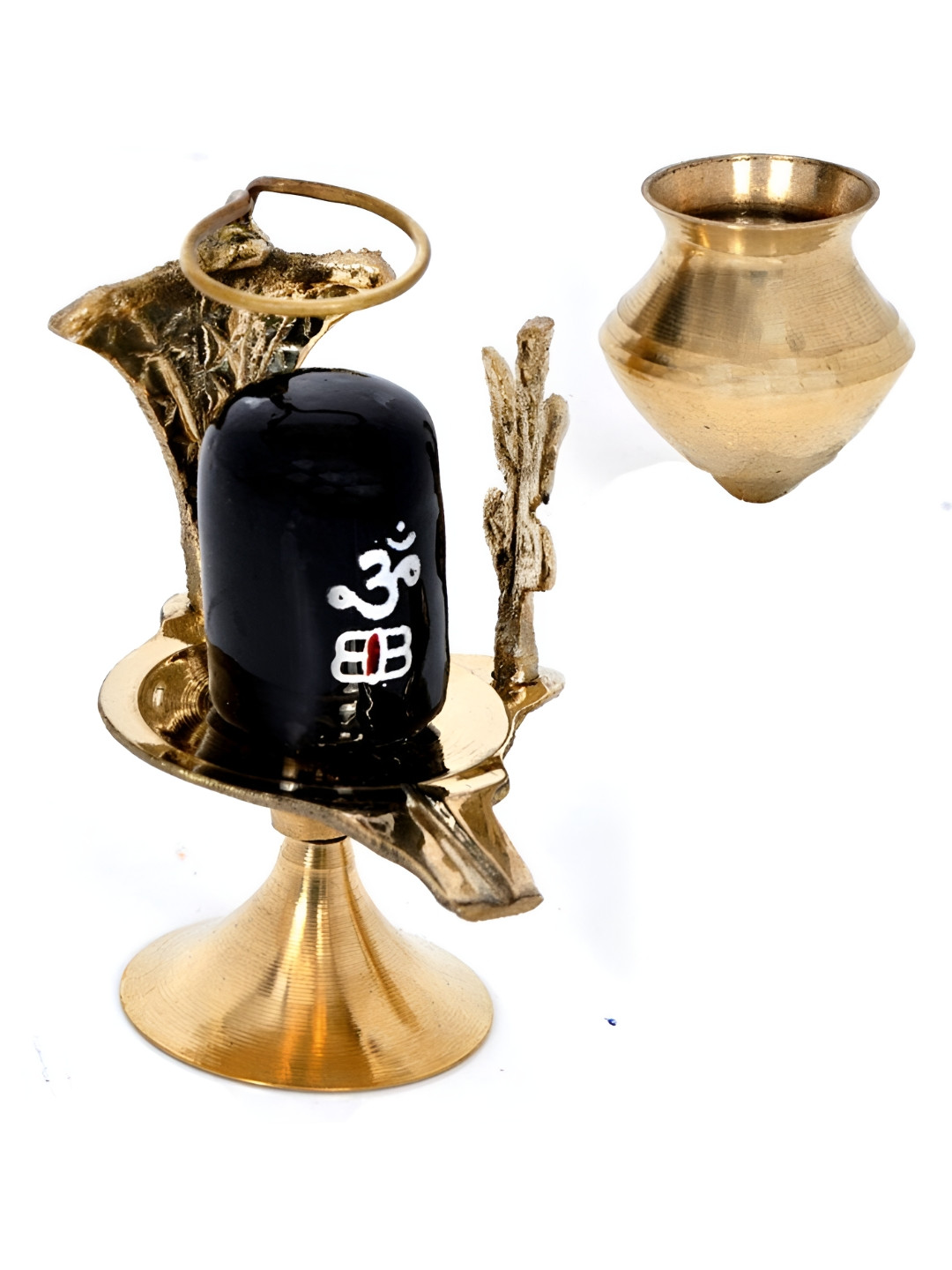 Navyaksh Shivling Black Brass Metallic Prayer Room Set of 3 Medium Showpieces - 3.1 Inches
