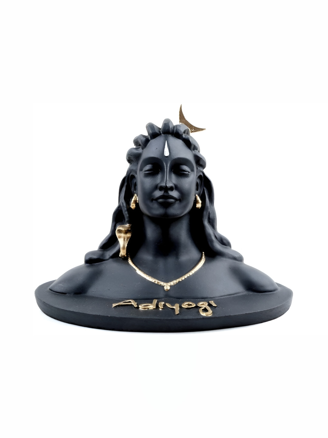 Navyaksh Mahadev Black Polyresin Matte Prayer Room Small Showpiece - 3.1 Inches