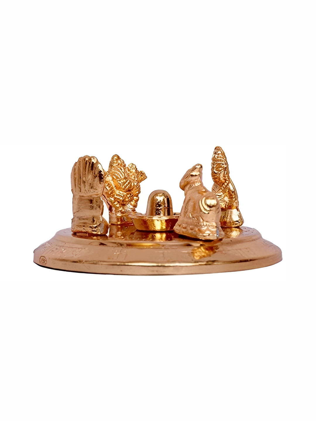 Navyaksh Shiv Parivar with Shivling Gold Brass Metallic Prayer Room Small Showpiece - 3.1 Inches
