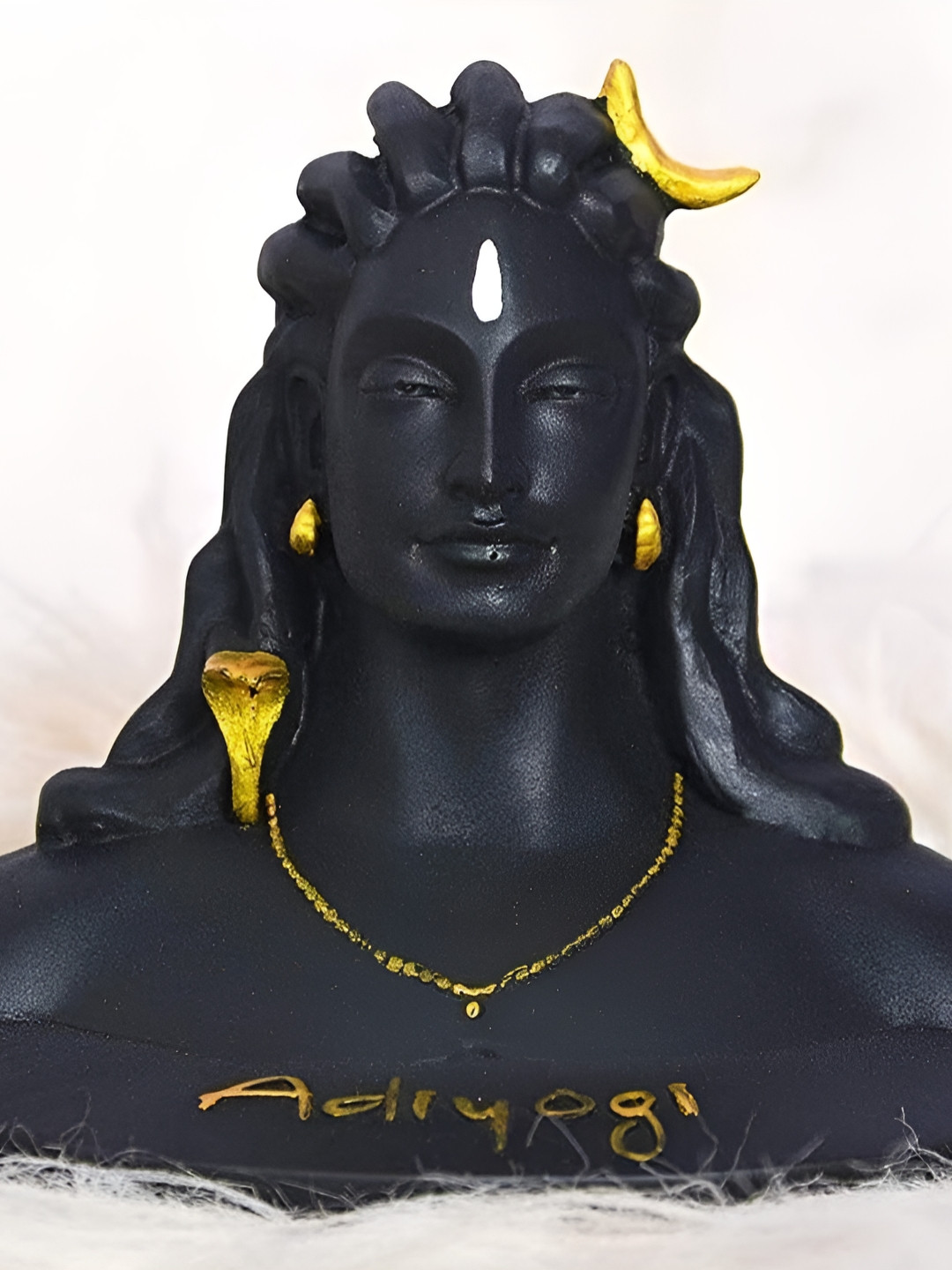 Navyaksh Adiyogi Black Polyresin Matte Prayer Room Small Showpiece - 4.5 Inches