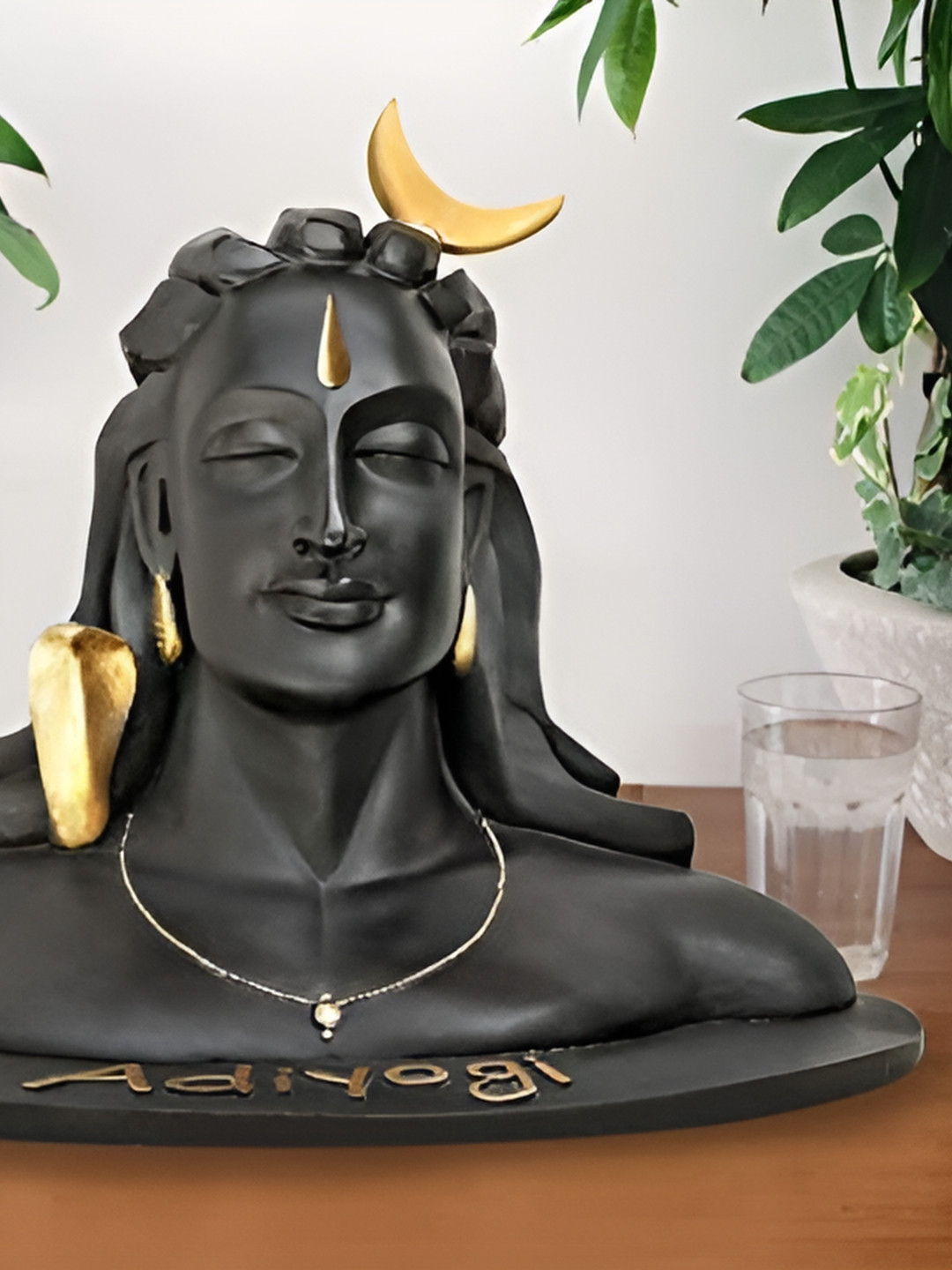 Navyaksh Shiv Shankara Black Polyresin Natural Prayer Room Medium Showpiece - 3.1 Inches