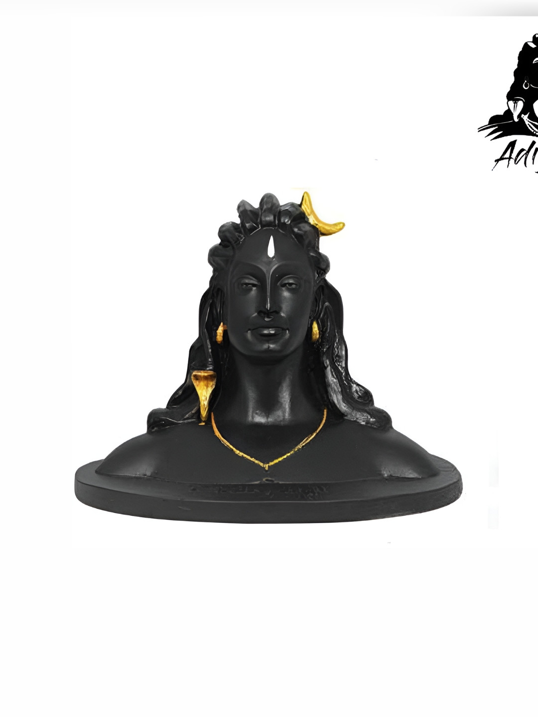 Navyaksh Adiyogi Shiv Ji Black Polyresin Glossy Prayer Room Small Showpiece - 3.1 Inches