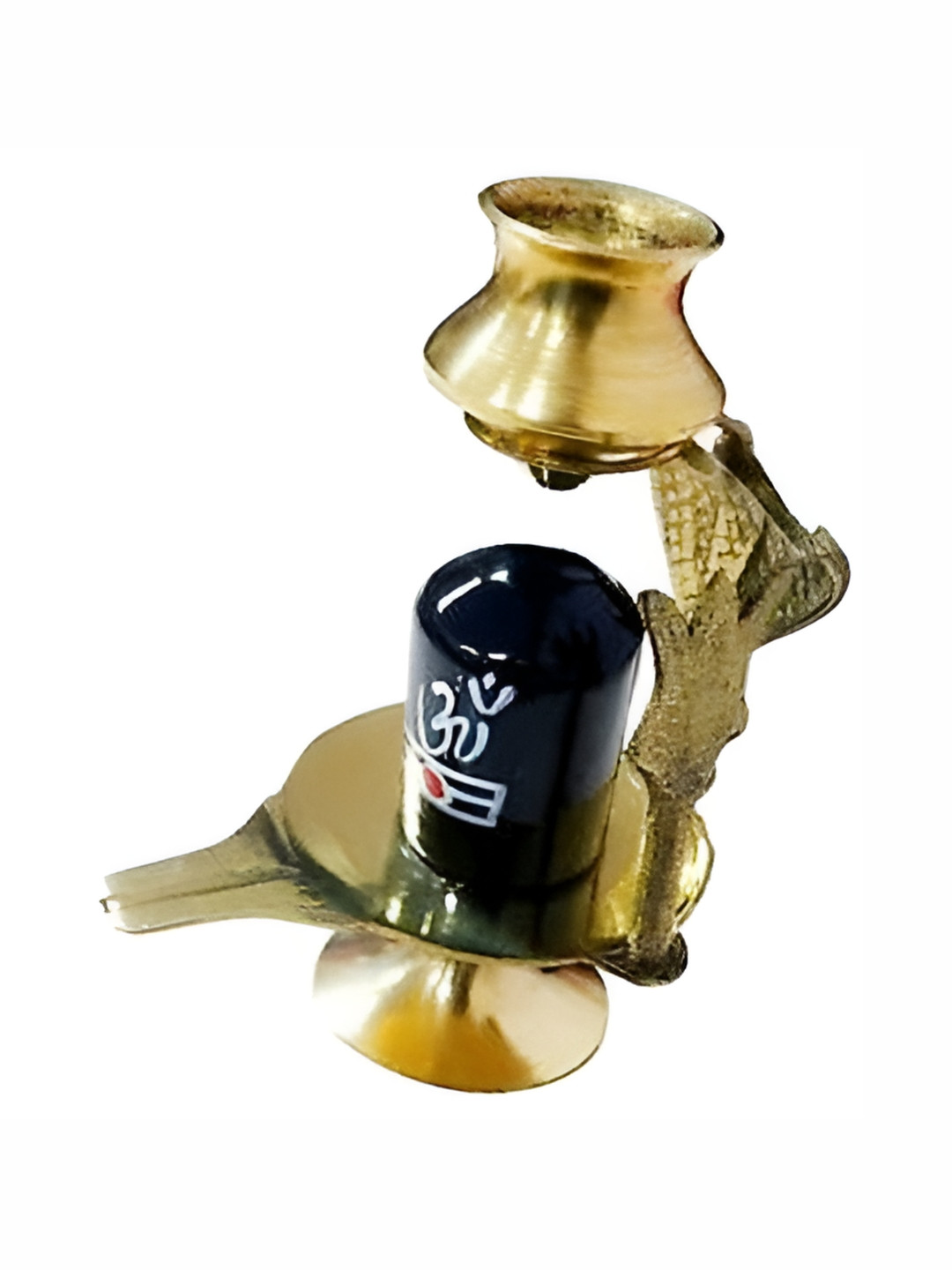 Navyaksh Gold Toned & Black Brass Shivling With Lota Pooja Essentials