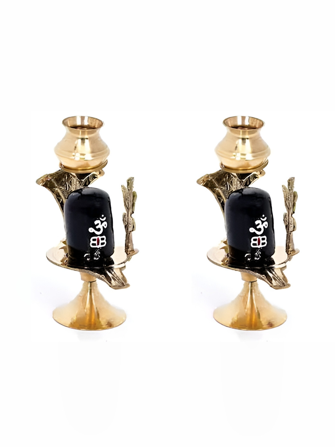 Navyaksh Shivling with Lota Gold Brass Metallic Study Room Set of 6 Small Showpieces - 3.1 Inches