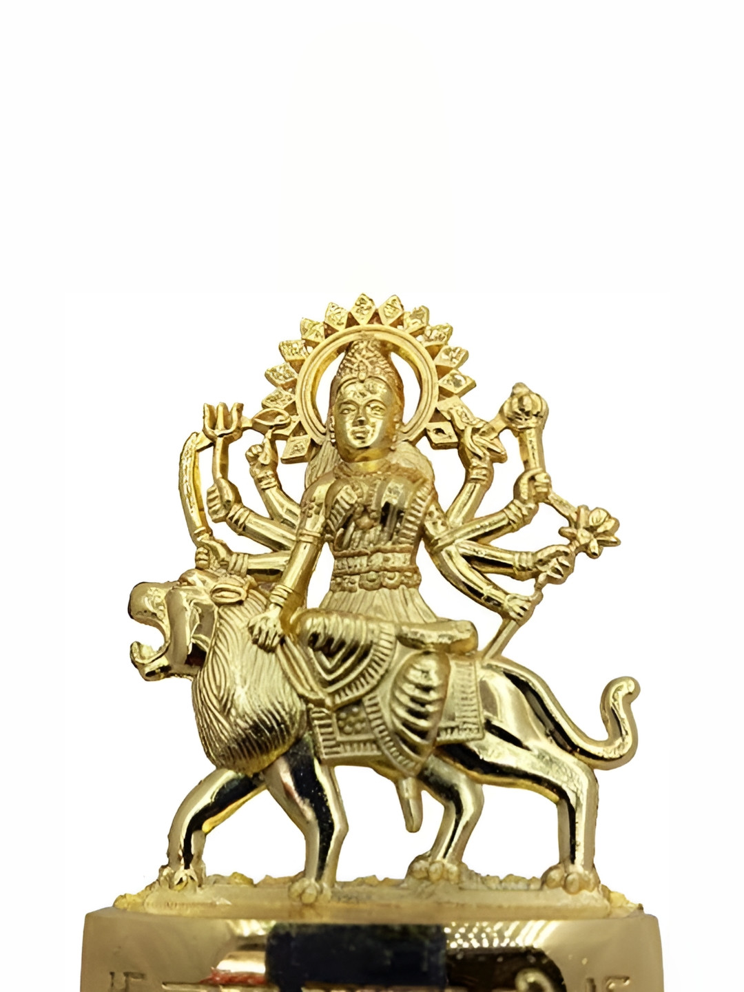 Navyaksh Goddess Durga Devi Gold Metal Metallic Prayer Room Hand-Crafted Medium Showpiece - 3.1 Inches