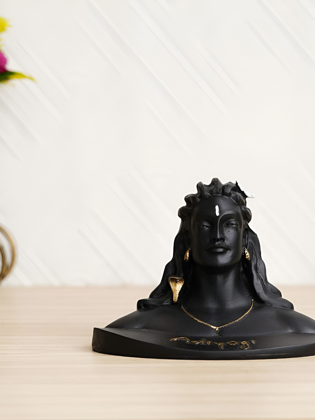 Navyaksh Mahadev Black Polyresin Natural Home Office Small Showpiece - 3.1 Inches
