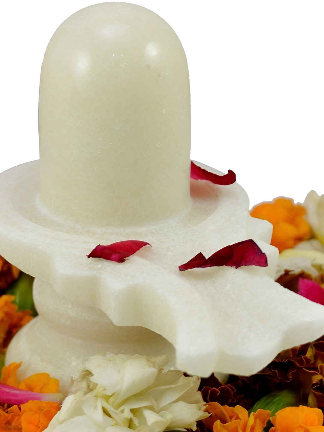 Navyaksh Shiva Lingam Shivling White Metal Metallic Prayer Room Tiny Showpiece - 3.1 Inches