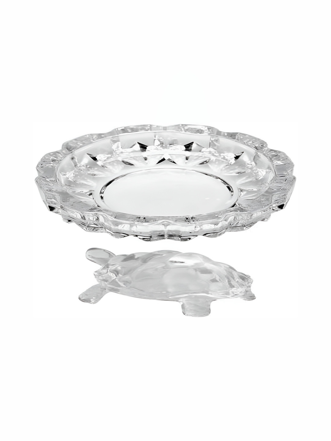 Navyaksh Turtle Transparent Glass Natural Living Room Set of 2 Small Showpieces - 3.1 Inches