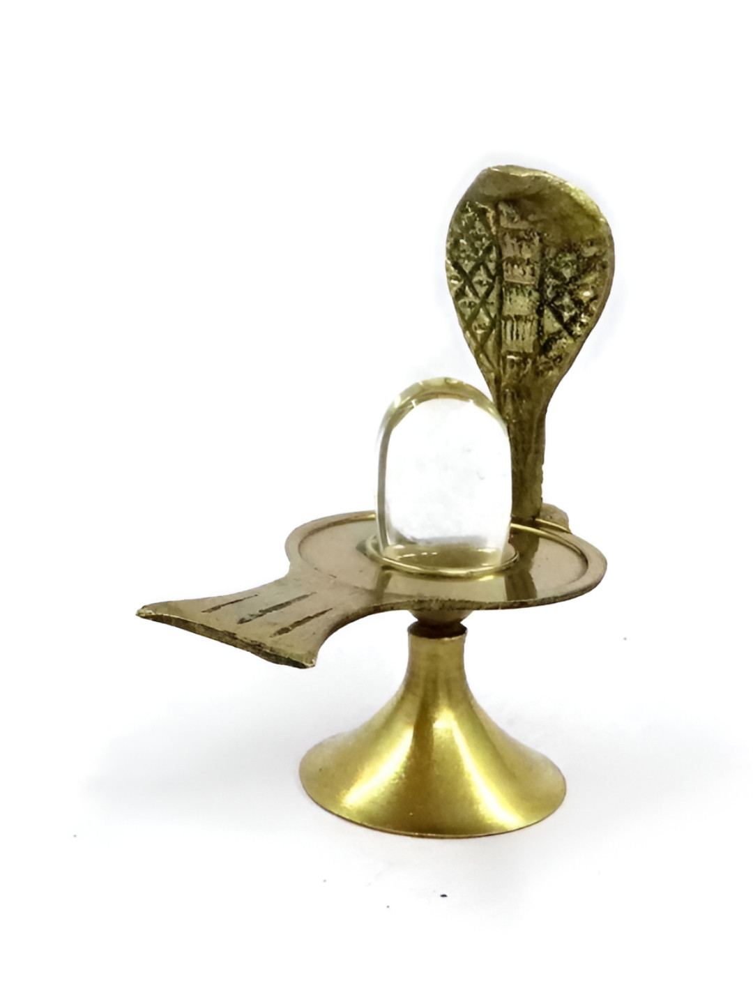Navyaksh Shivling Gold Brass Metallic Prayer Room Set of 2 Small Showpieces - 3.1 Inches