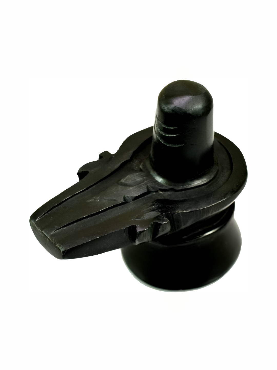 Navyaksh Shri Mahadev Shivlinga Black Marble Natural Living Room Small Showpiece - 3.1 Inches