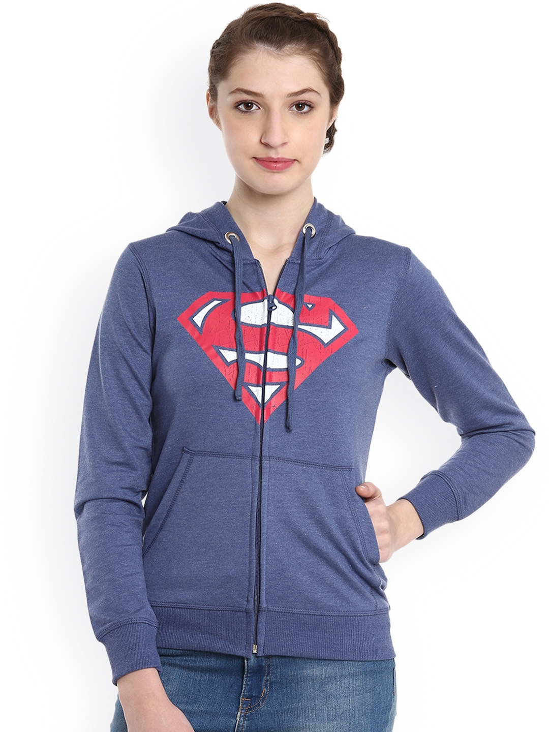Buy Free Authority Superman Featured Blue Sweatshirt For Women