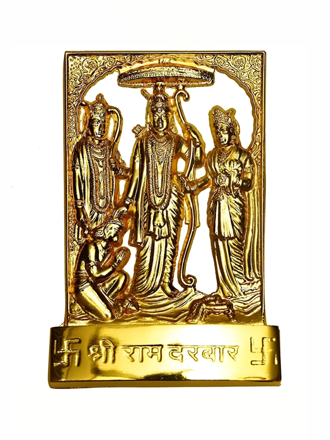 Navyaksh Ramdarbar Gold Metal Metallic Prayer Room Small Showpiece - 3.1 Inches