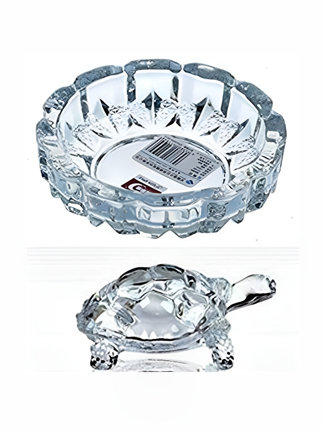 Navyaksh Transparent Glass Glossy Living Room Set of 2 Small Showpieces - 2.4 Inches